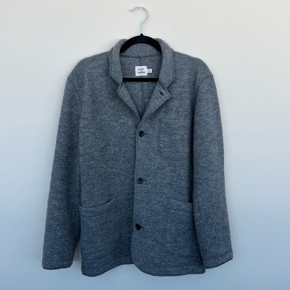 The Boiled Wool Chore Blazer in Medium Heather Grey